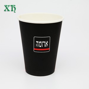 12oz enkelwandige zwarte kleur theeprijs papieren beker met deksels