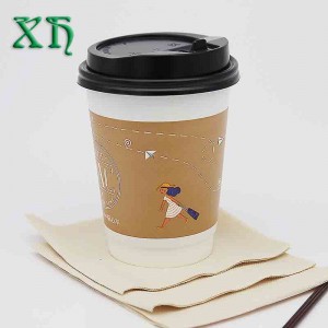 12oz aangepaste dubbelwandige papieren koffiekopjes papieren beker voor onderweg
