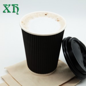Biologisch afbreekbare 12 oz rimpel wandpapier beker voor hete koffie groothandel koffiekopjes